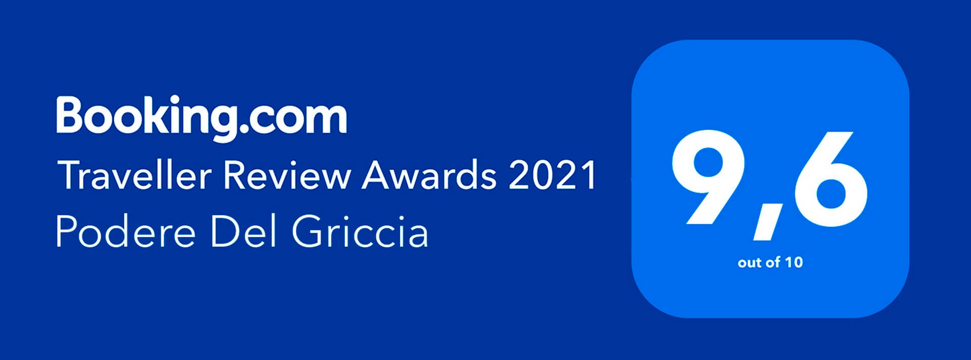 Booking.com Traveller Review Awards 2021 — 9,6